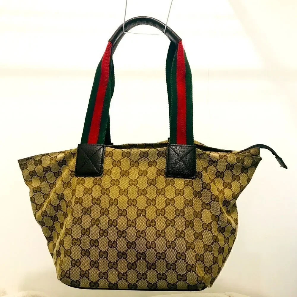 Gucci Gg canvas tote with web straps